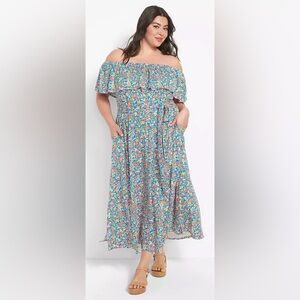 Lane Bryant Convertible Off-The-Shoulder Maxi Dress Floral 22/24